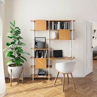 Open kast met 2 bureaus en 3 opbergkasten eiken/wit - Mooier Thuis