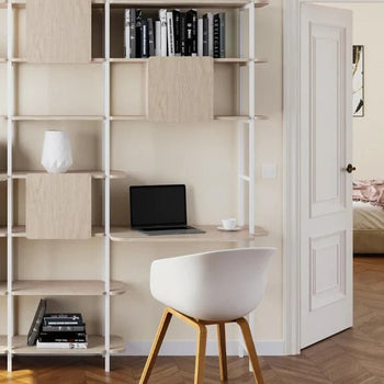 Open kast met bureau en opbergkasten - wit