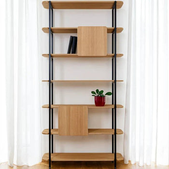 Offener Schrank mit 2 Staufächern – Eiche/Schwarz