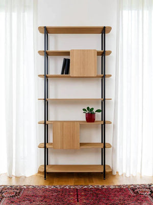 Offener Schrank mit 2 Staufächern – Eiche/Schwarz