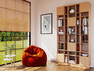 Vakkenkast met deuren en open vakken - Eikenfineer 257x144cm