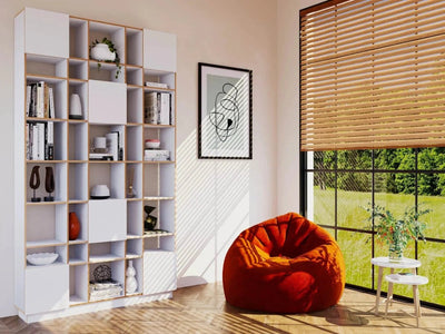 Vakkenkast met deuren en open vakken - Wit HPL 257x144cm