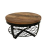 Salontafel rond Len 65 cm mangohout zwart onderstel - naturel en bruin - Mooier Thuis