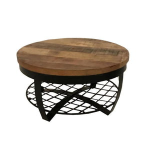 Salontafel rond Len 65 cm mangohout zwart onderstel