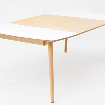 Uitschuifbare eettafel 120x 120/220 cm - Wit / lichteiken