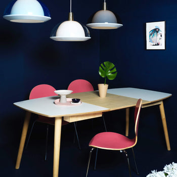 Uitschuifbare eettafel 90 x 120/180 cm - Wit / licht eiken