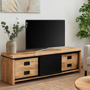 TV-meubel Novelle mangohout zwart staal 160 cm