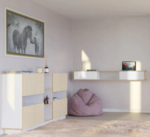 Schwebendes TV-Möbel – 120 cm, weißes HPL