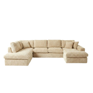 MySofa U-bank Teddy | beige ribstof | 372 cm