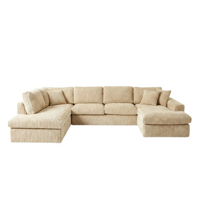 MySofa U-bank Teddy | beige ribstof | 372 cm