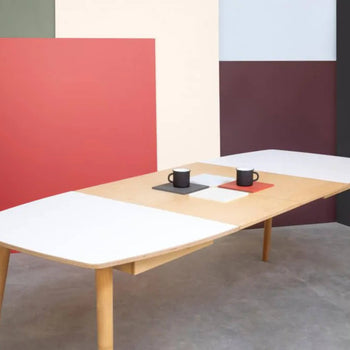 Ausziehbarer Esstisch 120 x 120/220 cm – Weiß/Helle Eiche