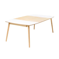 Ausziehbarer Esstisch 120 x 120/220 cm – Weiß/Helle Eiche
