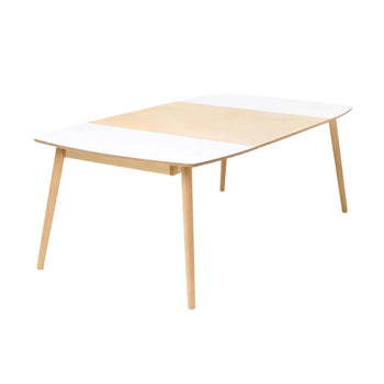 Ausziehbarer Esstisch 90 x 120/180 cm – Weiß/Helle Eiche