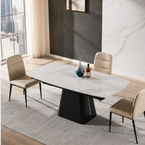 RICK Uitschuifbare Eettafel Wit Marmer 160-240x90 cm