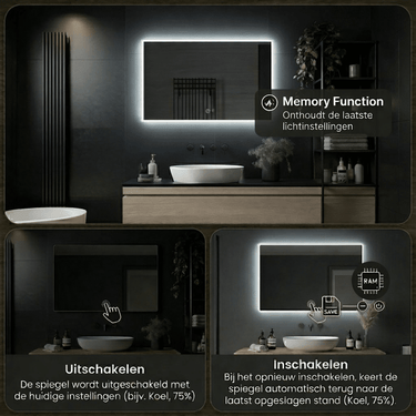 Badkamerspiegel Livorno 80×60 cm met dimbare LED en anticondens