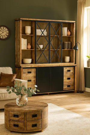Vitrinekast Novelle mangohout 200 cm