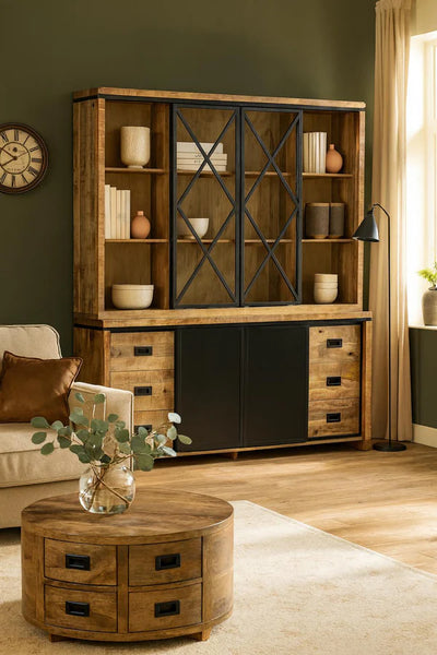 Vitrinekast Novelle mangohout 200 cm