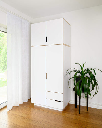 Kledingkast 2-deurs met extra planken - wit HPL