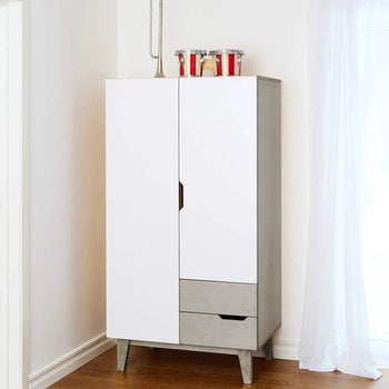 Kompletter 2-türiger Kleiderschrank – weiß/grau