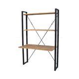 Wandbureau met boekenrek Britt mangohout staal 60x130 cm open rek - naturel en bruin - Mooier Thuis