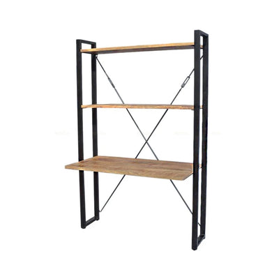 Wandbureau met boekenrek Britt mangohout staal 60x130 cm