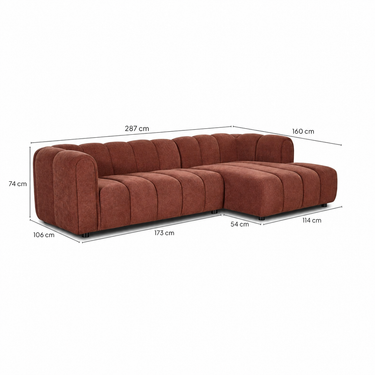 Afmetingen Multifurn Hoekbank Fay - Burgundy Rechts