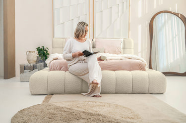 Platformbed Adore Ruby Bouclé Beige – 180x200 cm – Zonder Matras - afbeelding 6