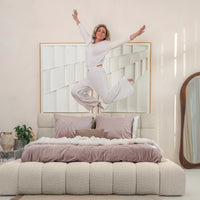 Platformbed Adore Ruby Bouclé Beige – 180x200 cm – Incl. Matras - afbeelding 2