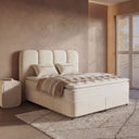 Opbergboxspring Pearl Beige – 140x200 cm in bouclé - Mooier Thuis