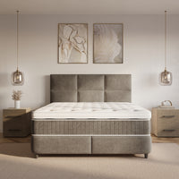 Opbergboxspring Verdo Taupe – 180x220 cm in velvet - Mooier Thuis