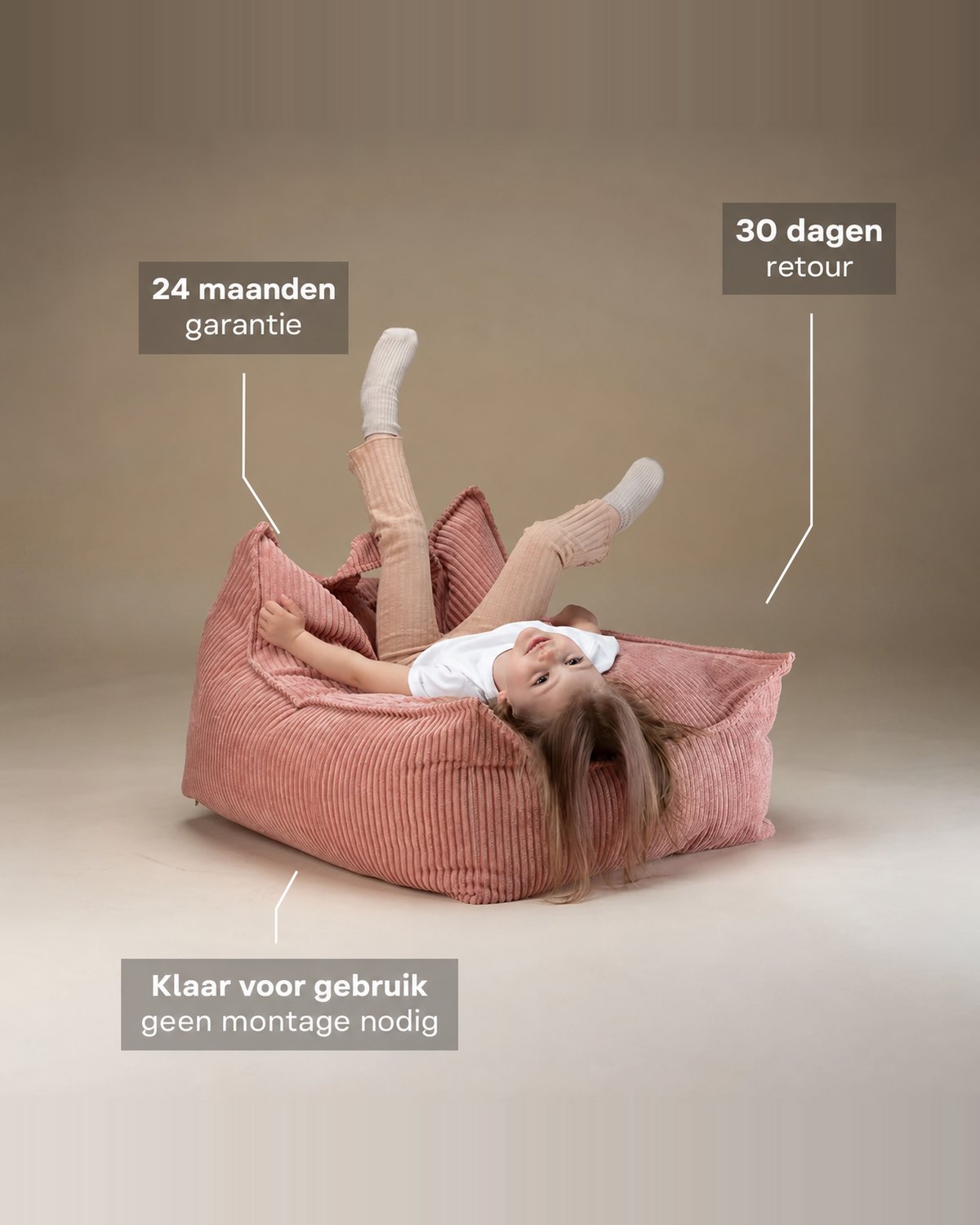 De Wigiwama zitzakstoel Pink Mousse