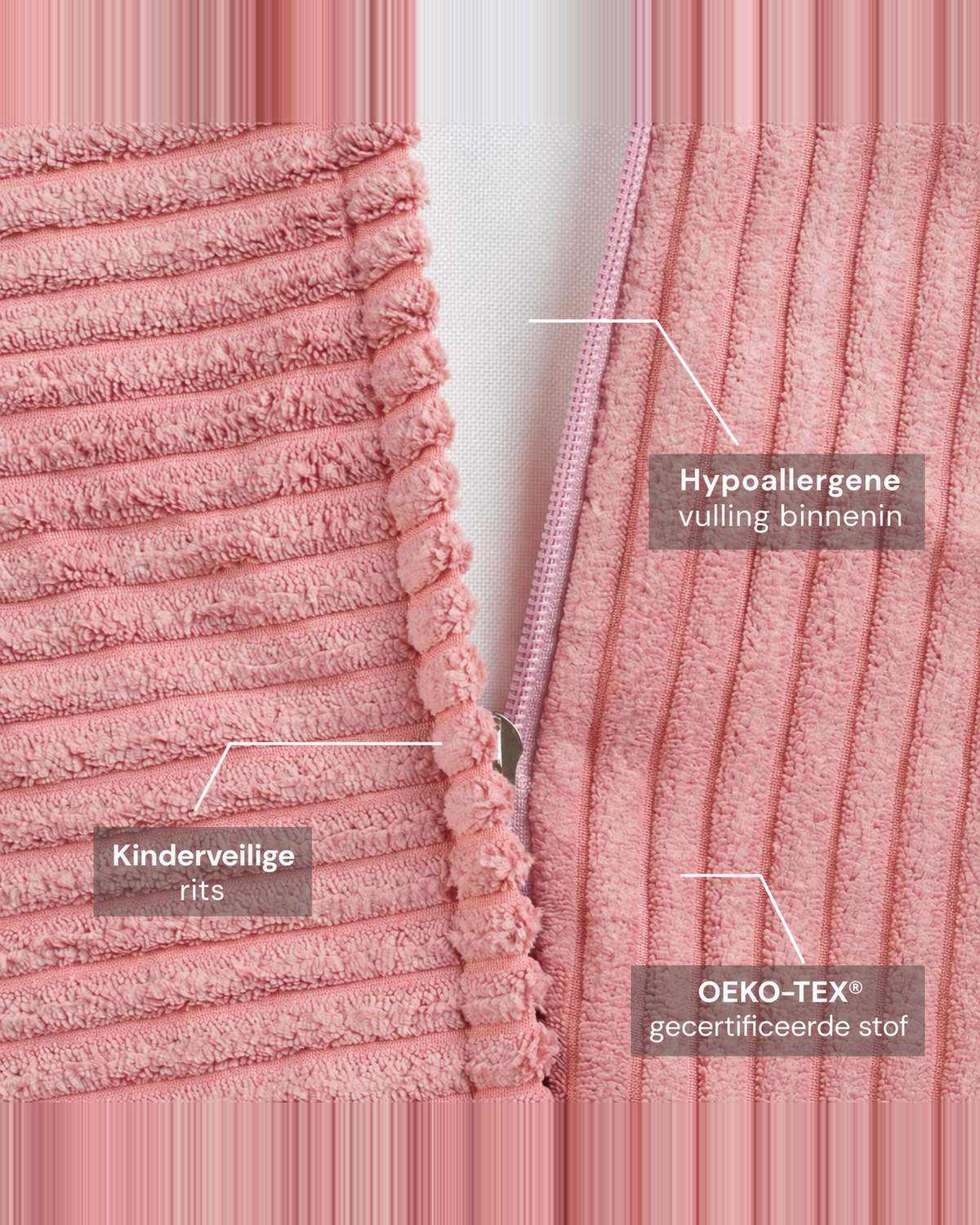 Ribstof van dichtbij — Wigiwama Zitzakstoel Pink Mousse