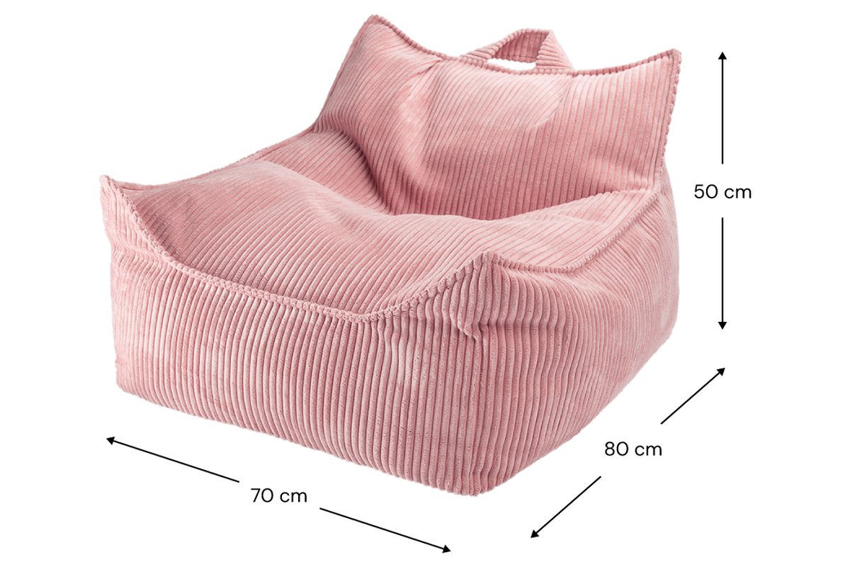 Afmetingen Wigiwama Cord-Sitzsack Rosa Mousse: 70 cm breed, 80 cm diep, 50 cm hoog