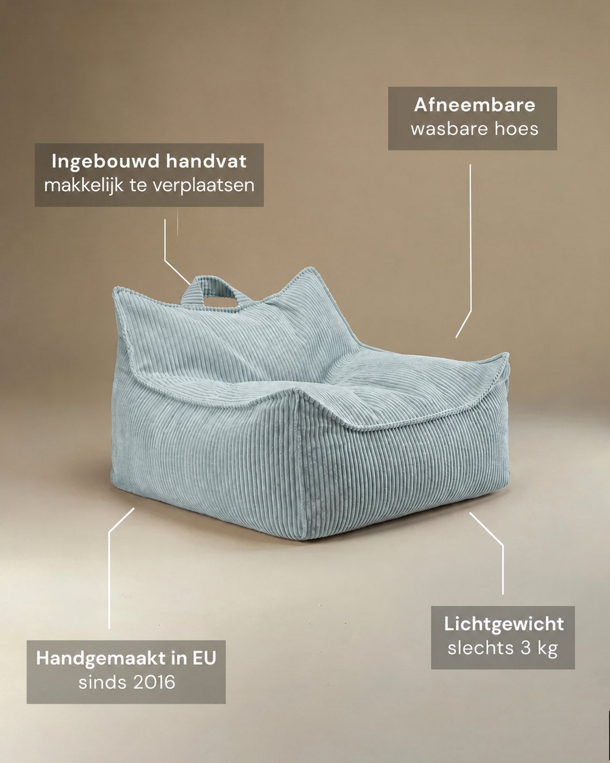Kenmerken Wigiwama Zitzakstoel Mint green