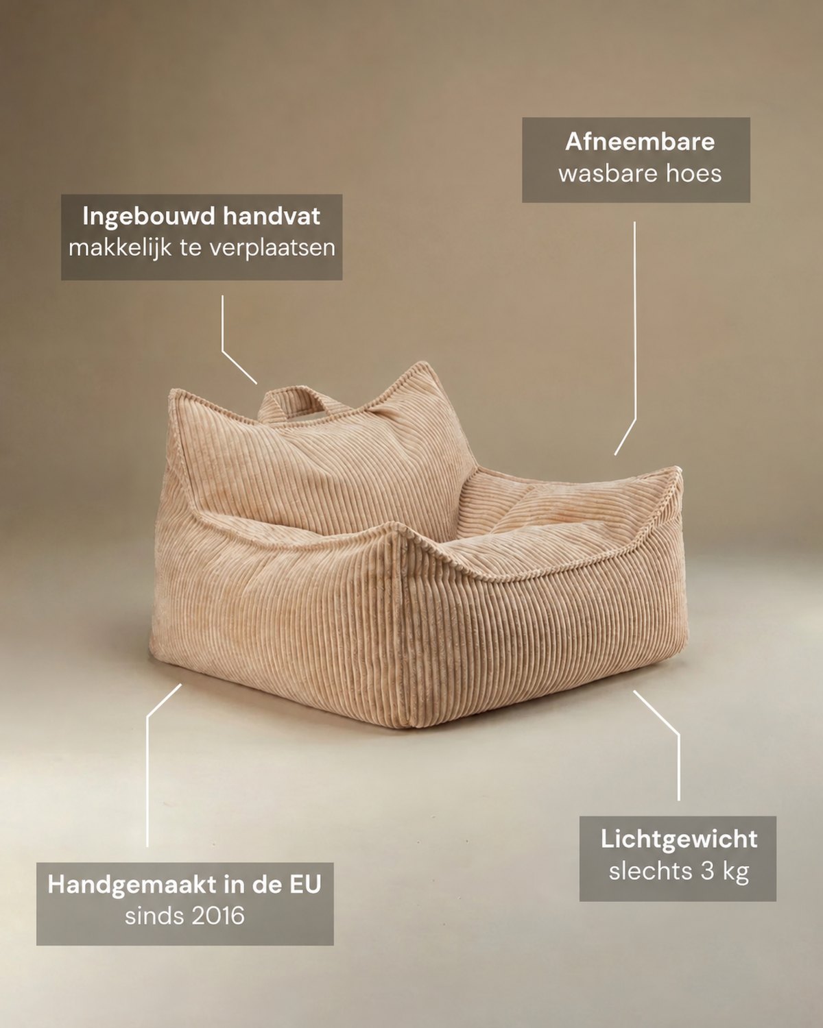 Kenmerken Wigiwama Zitzakstoel Brown Sugar