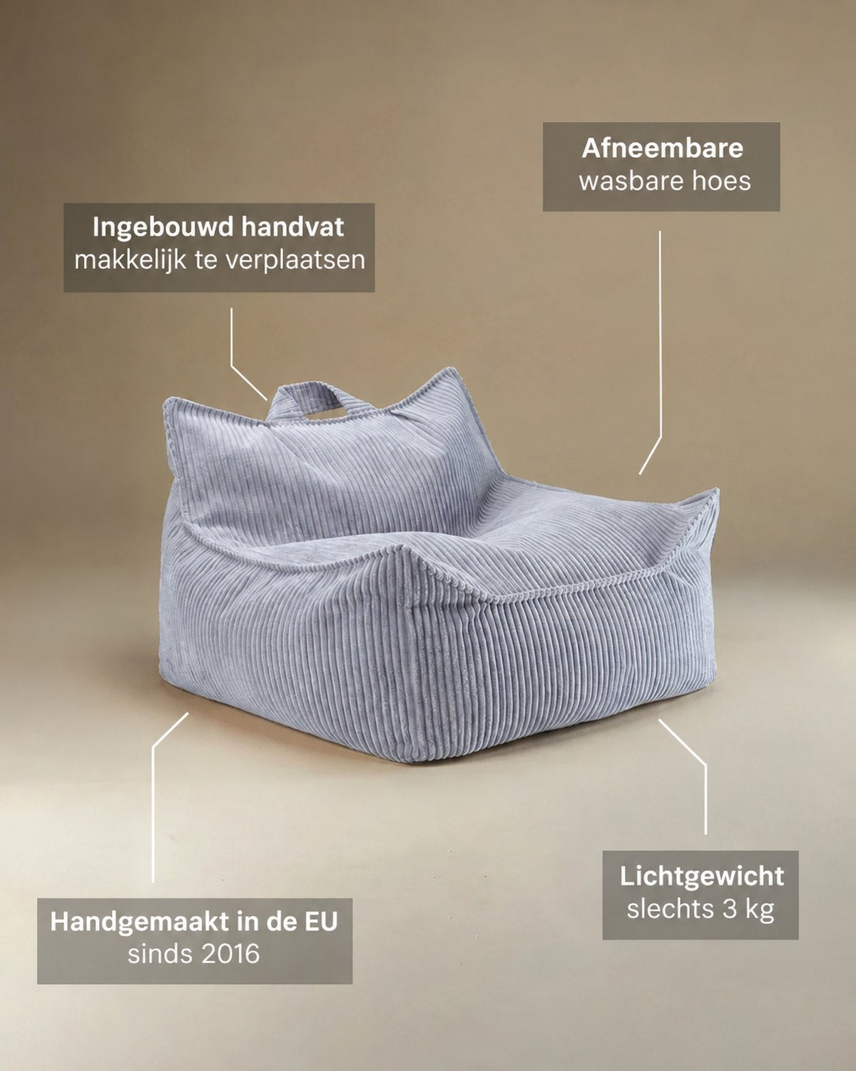 Kenmerken Wigiwama Zitzakstoel Blueberry blue