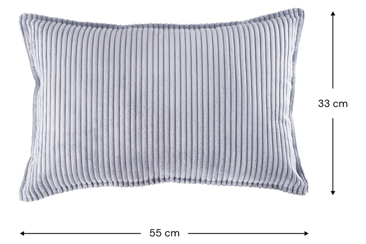Afmetingen Wigiwama Rectangular corduroy cushion Blueberry Blue: 55 cm breed, 33 cm hoog