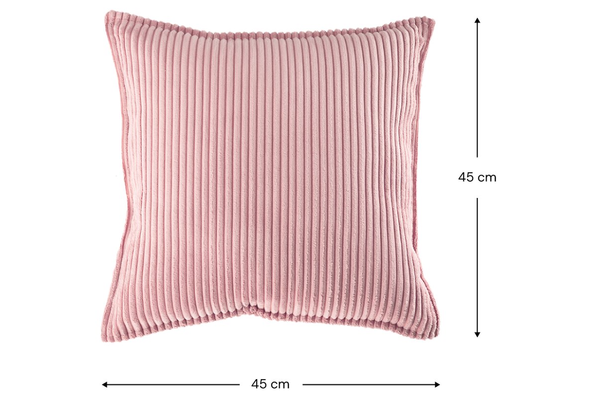 Afmetingen Wigiwama Quadratisches Rippenkissen Rosa Mousse: 45 cm breed, 45 cm hoog
