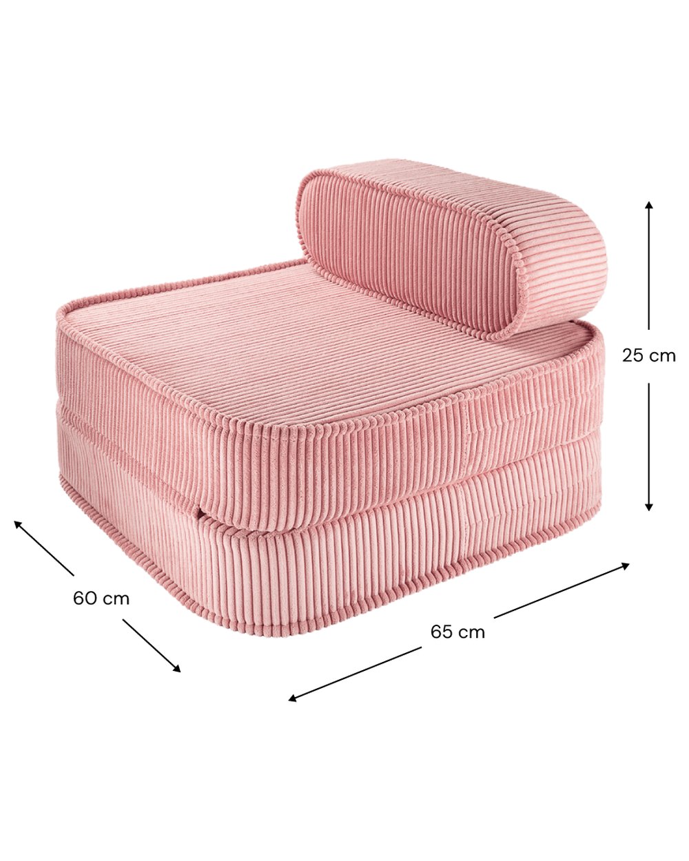 Afmetingen Wigiwama Uitklapstoel 3-in-1 Pink Mousse — ingeklapt