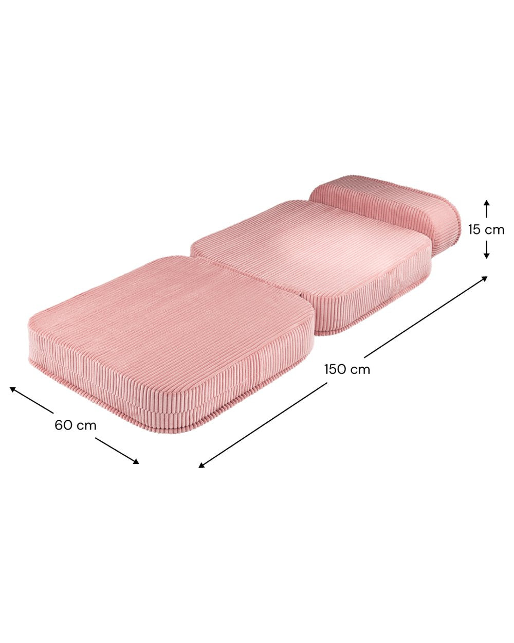Afmetingen Wigiwama Uitklapstoel 3-in-1 Pink Mousse — uitgeklapt