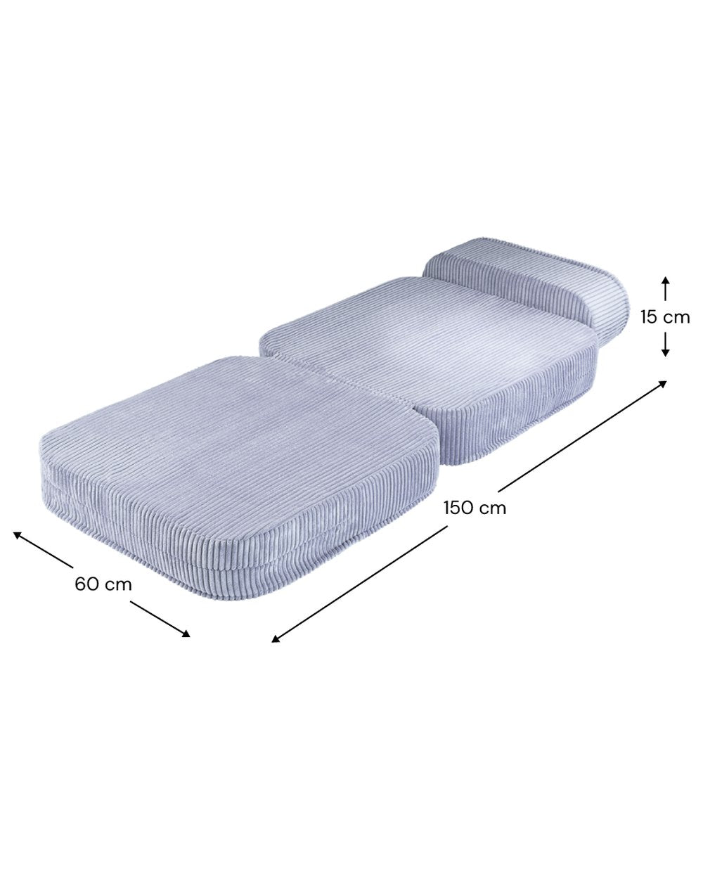 Afmetingen Wigiwama Uitklapstoel 3-in-1 Blueberry Blue — uitgeklapt