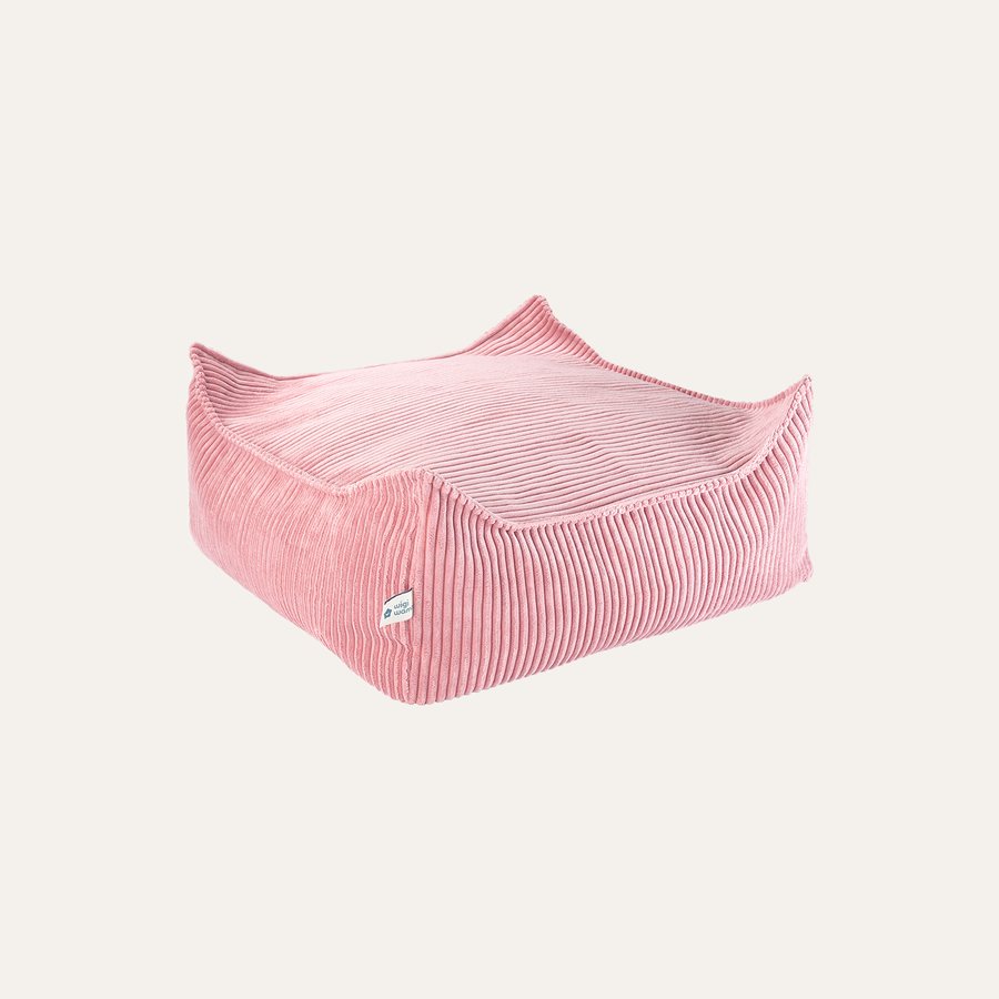 Wigiwama Quadratischer gerippter Pouf in Rosa Mousse