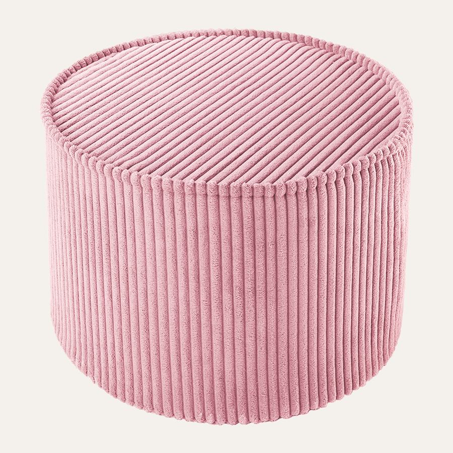Wigiwama Runder gerippter Pouf in Rosa Mousse