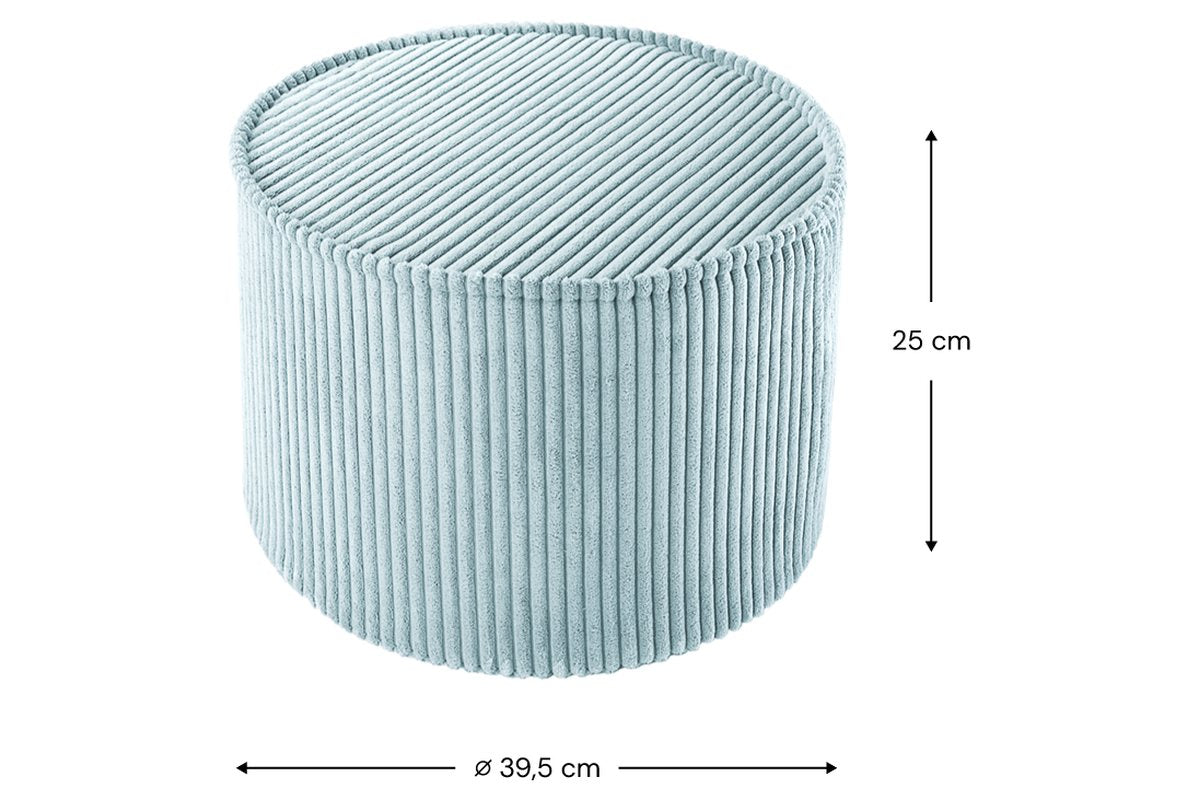 Afmetingen Wigiwama Runder gerippter Pouf Pfefferminzgrün: Ø 39,5 cm, 25 cm hoog
