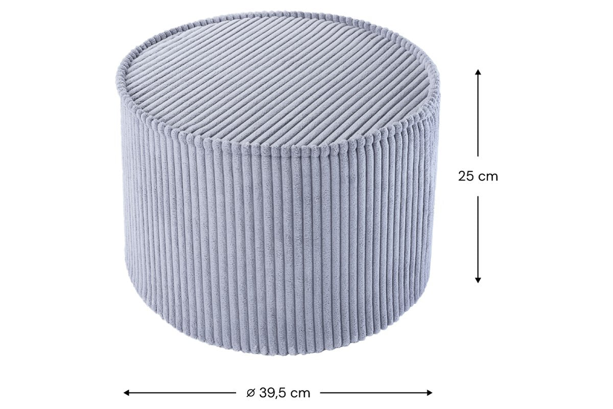 Afmetingen Wigiwama Runder gerippter Pouf Blaubeerblau: Ø 39,5 cm, 25 cm hoog