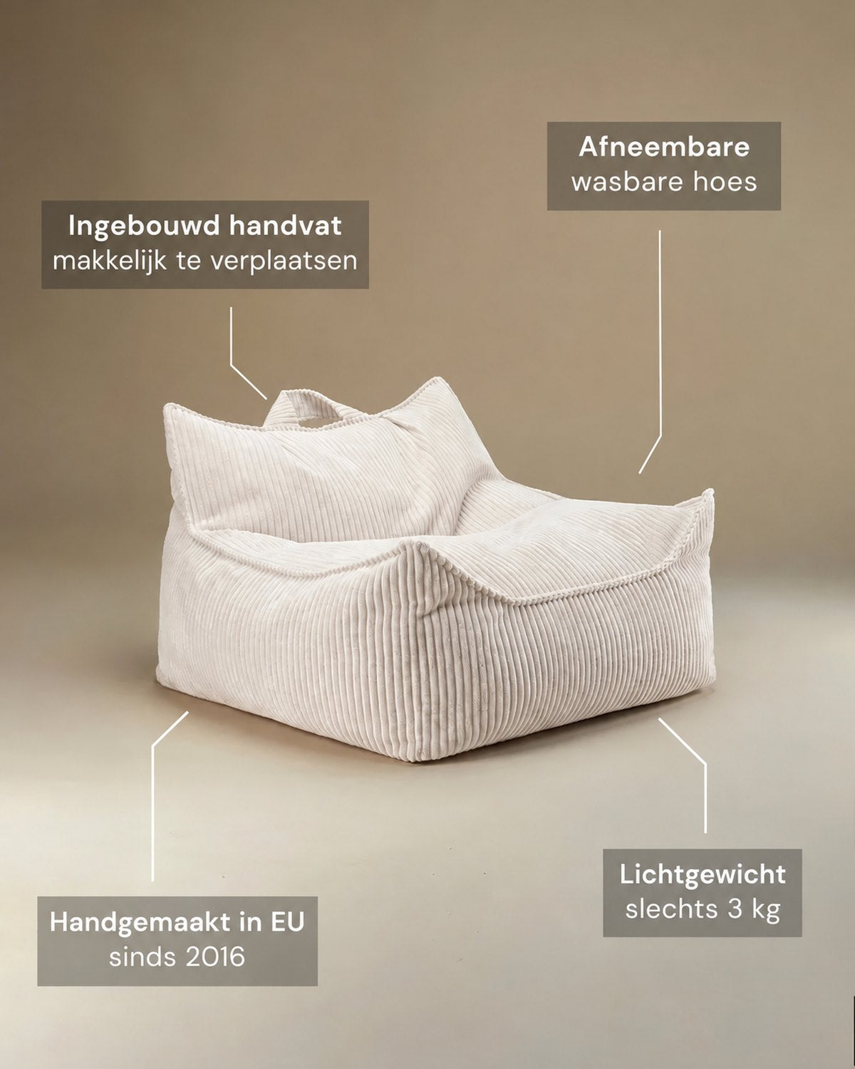 Kenmerken Wigiwama Zitzakstoel Marshmallow
