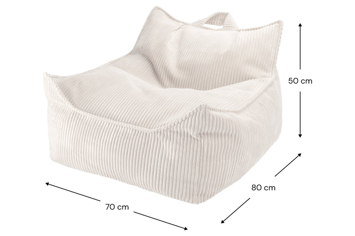 Afmetingen Wigiwama Cord-Sitzsack Marshmallow: 70 cm breed, 80 cm diep, 50 cm hoog