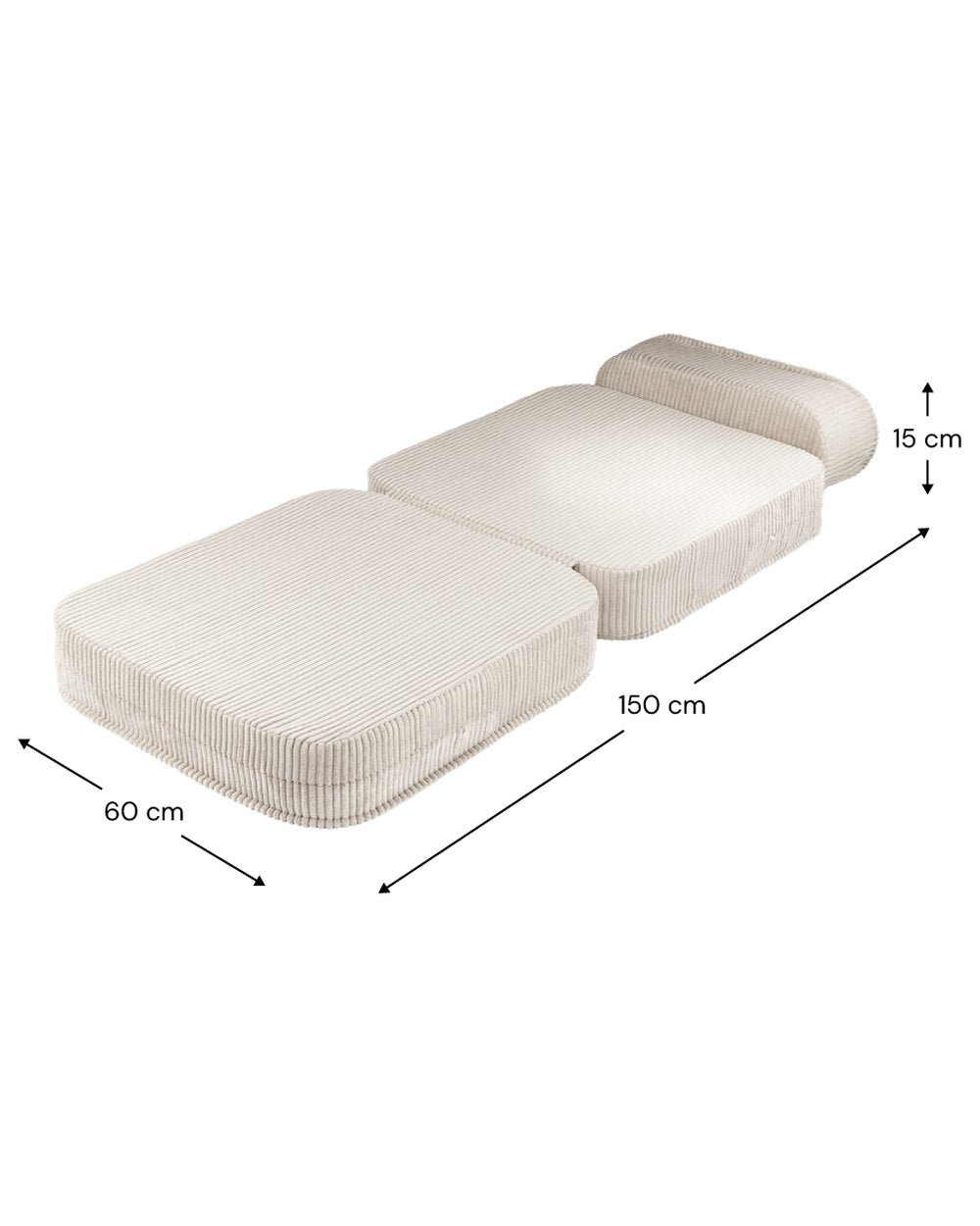 Afmetingen Wigiwama Uitklapstoel 3-in-1 Marshmallow — uitgeklapt