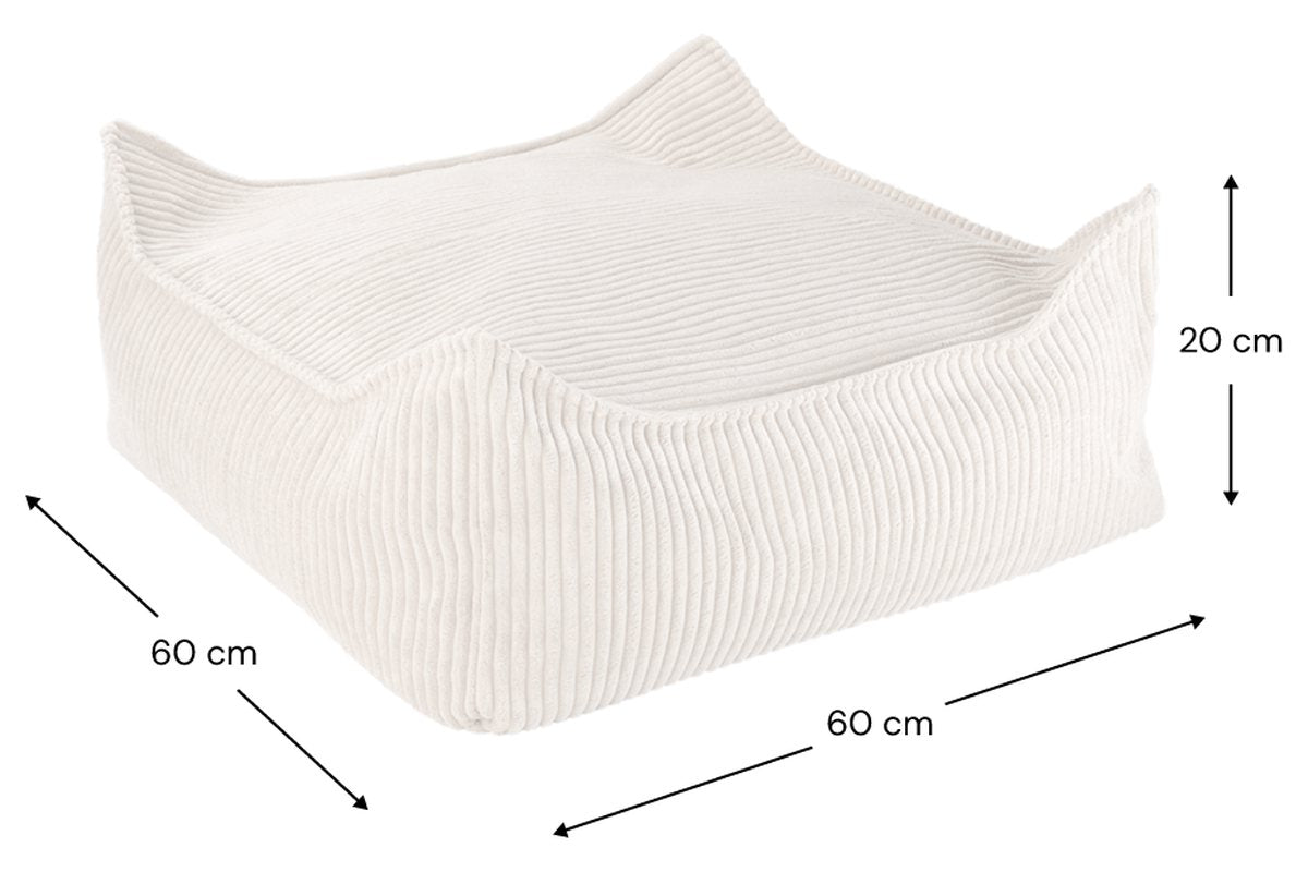 Afmetingen Wigiwama Quadratischer gerippter Pouf Marshmallow: 60 cm breed, 60 cm diep, 20 cm hoog