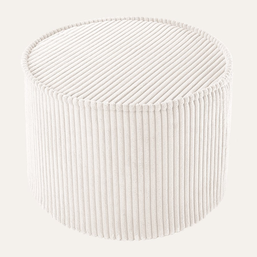 Wigiwama Runder gerippter Pouf in Marshmallow (gebroken wit)